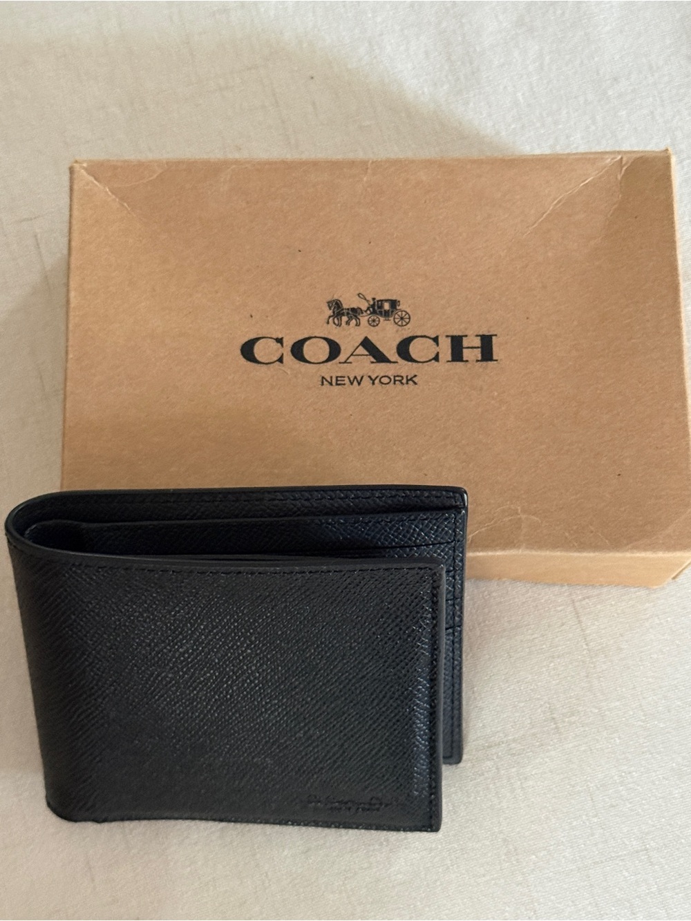 Coach Black Textured Leather Bi-Fold Card & Key Holder